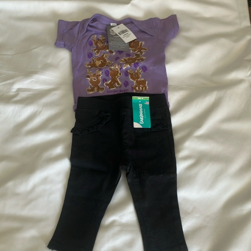 Bass Pro Shops Purple Tee and Black Pants Set